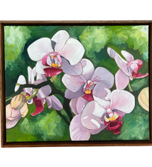 Ellen Michino “Pink Orchid Spray” Framed Original Oil Painting by Ellen Michino | Hawaiʻi Fine Art | Magnolia Hawaii
