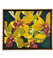 Ellen Michino “Four Yellow Orchids” Framed Original Oil Painting by Ellen Michino | Hawaiʻi Fine Art | Magnolia Hawaii