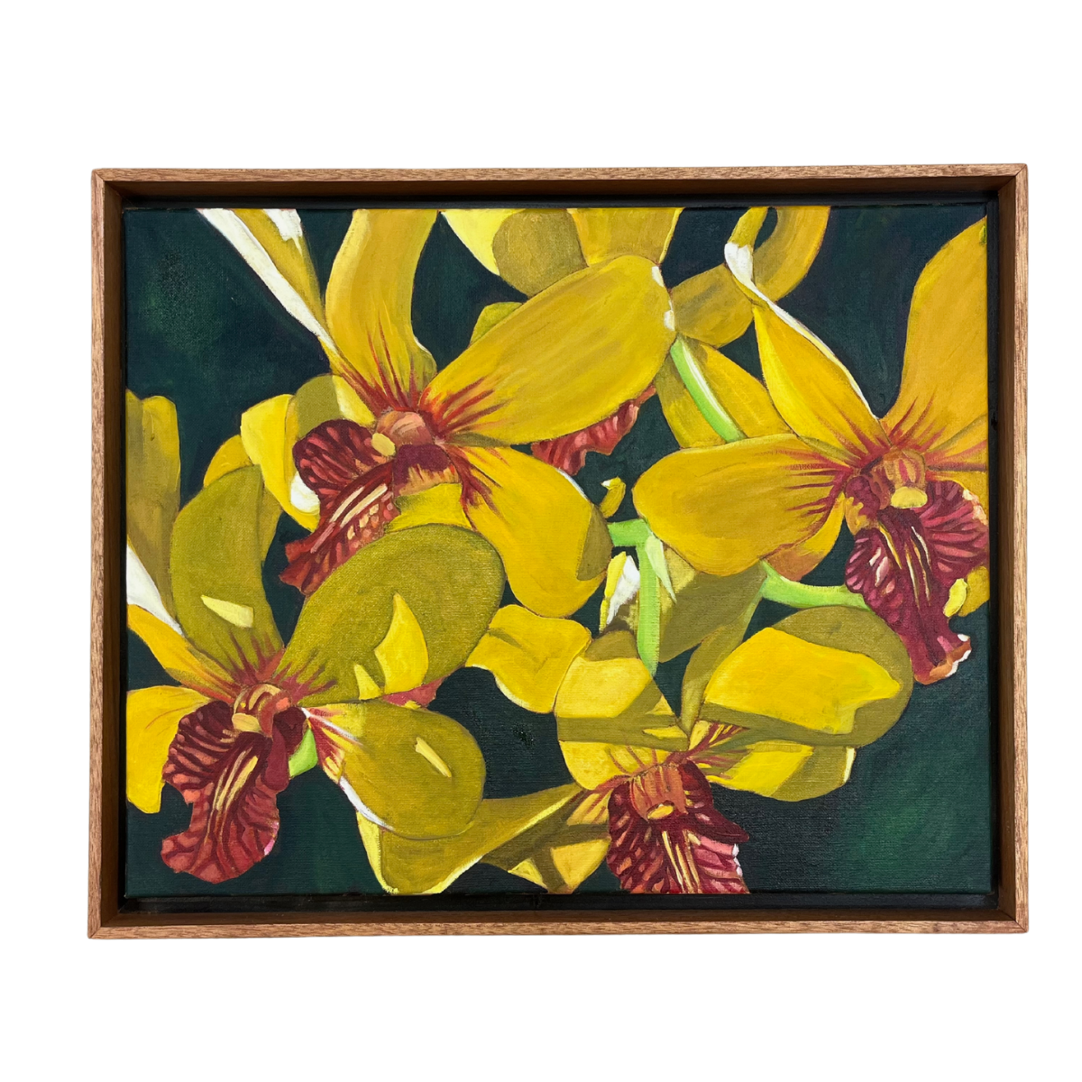 Ellen Michino “Four Yellow Orchids” Framed Original Oil Painting by Ellen Michino | Hawaiʻi Fine Art | Magnolia Hawaii