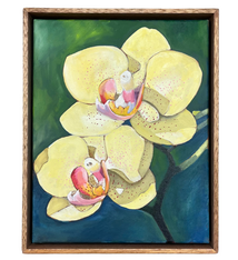 Ellen Michino “Two Yellow Orchids” Framed Original Oil Painting by Ellen Michino | Hawaiʻi Fine Art | Magnolia Hawaii