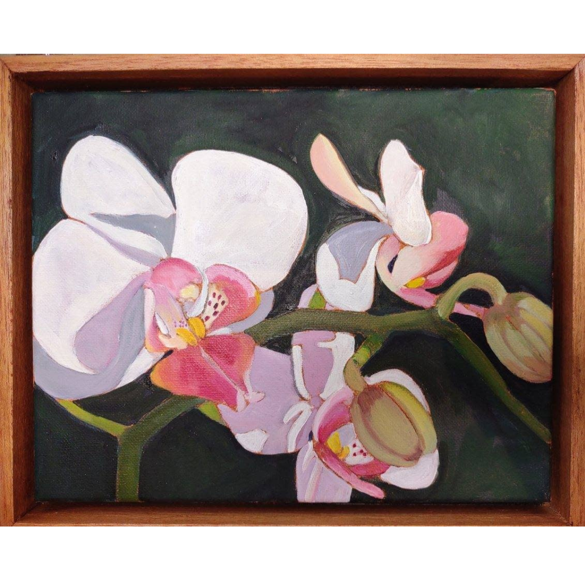 Ellen Michino Pink Orchid Spray – Original Oil Painting by Ellen Michino (8×10 Framed)