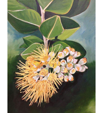 Ellen Michino Yellow Lehua – Original Oil Painting by Ellen Michino (11×14 Framed)