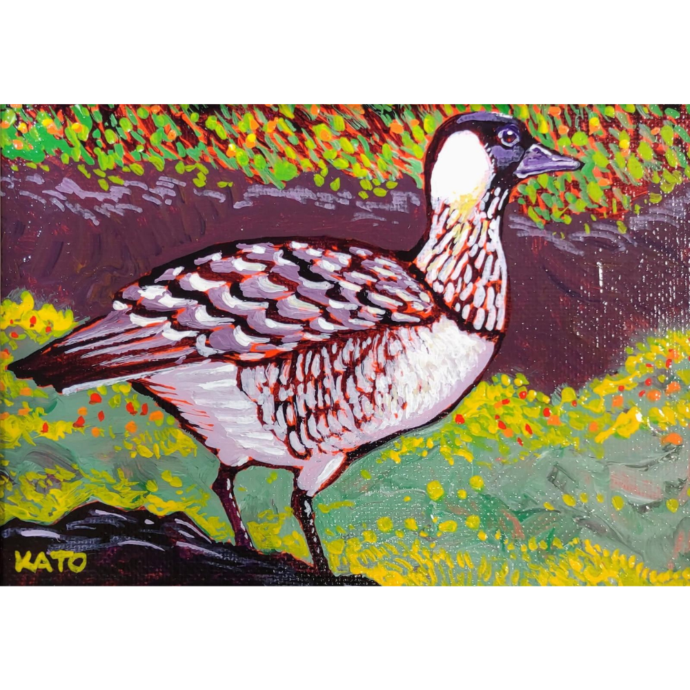 Gary Kato Nēnē – Framed Original Acrylic Painting by Gary Kato (5×7)