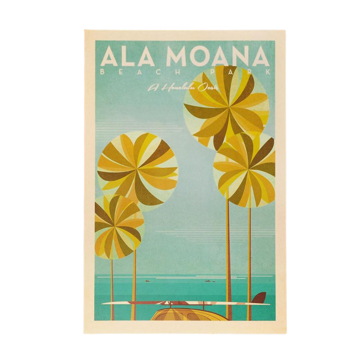 Nick Kuchar 12X18 RETRO HAWAII TRAVEL PRINT: ALA MOANA