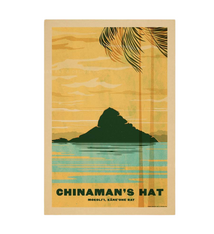 Nick Kuchar 12X18 RETRO HAWAII TRAVEL PRINT: CHINAMANS HAT