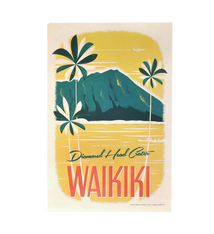 Nick Kuchar Diamond Head Oahu 12×18 Retro Print by Nick Kuchar
