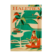 Nick Kuchar Haleiwa Wahine 12×18 Retro Travel Print by Nick Kuchar