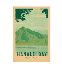 Nick Kuchar Hanalei Bay Kauai 12×18 Retro Travel Print by Nick Kuchar