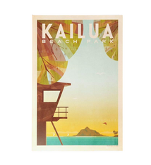 Nick Kuchar Kailua Beach Park Oahu 12×18 Retro Print by Nick Kuchar