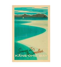 Nick Kuchar Kaneohe Sandbar Oahu 12×18 Retro Print by Nick Kuchar