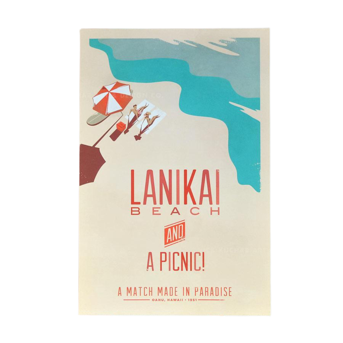 Nick Kuchar 12X18 RETRO HAWAII TRAVEL PRINT: LANIKAI
