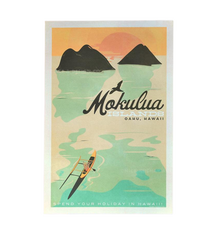 Nick Kuchar Mokulua Islands 12×18 Retro Travel Print by Nick Kuchar