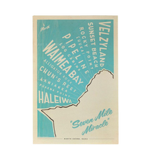 Nick Kuchar North Shore Map Oahu 12×18 Retro Print by Nick Kuchar