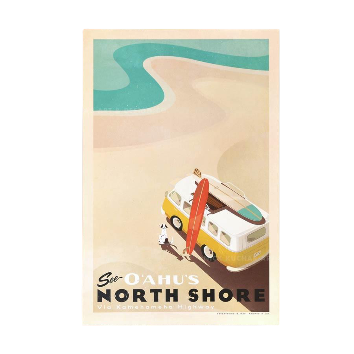 Nick Kuchar 12X18 RETRO HAWAII TRAVEL PRINT: SEE OAHU'S NORTH SHORE