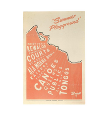 Nick Kuchar South Shore Map Oahu 12×18 Retro Print by Nick Kuchar