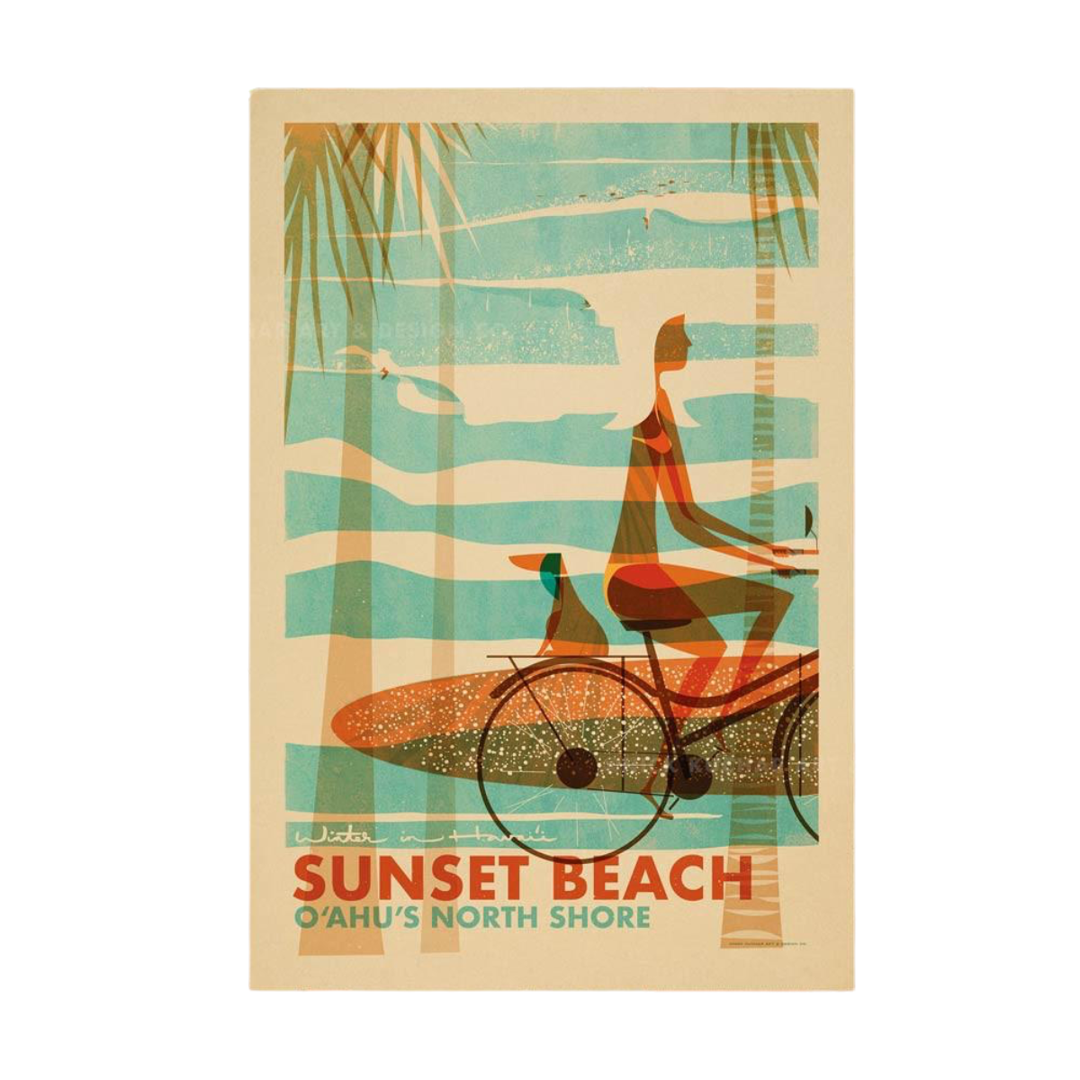 Nick Kuchar 12X18 RETRO HAWAII TRAVEL PRINT: SUNSET WAHINE