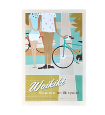 Nick Kuchar 12X18 RETRO HAWAII TRAVEL PRINT: WAIKIKI BIKES