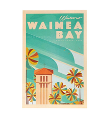 Nick Kuchar 12X18 RETRO HAWAII TRAVEL PRINT: WAIMEA BAY