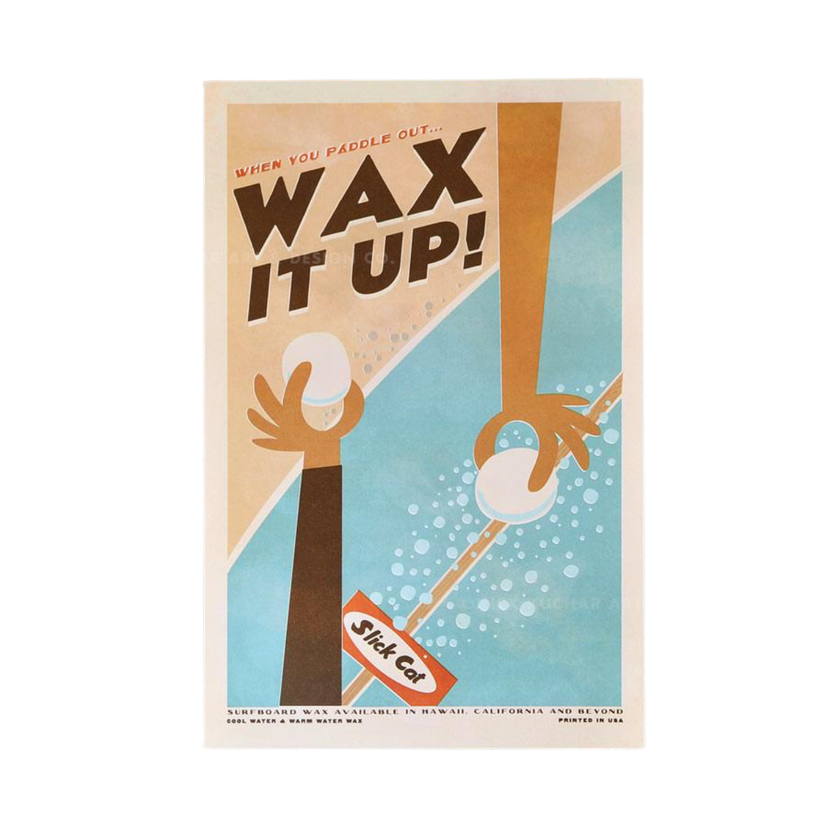 Nick Kuchar 12X18 RETRO HAWAII TRAVEL PRINT: WAX IT UP