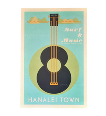 Nick Kuchar 12X18 RETRO TRAVEL PRINT: HANALEI TOWN