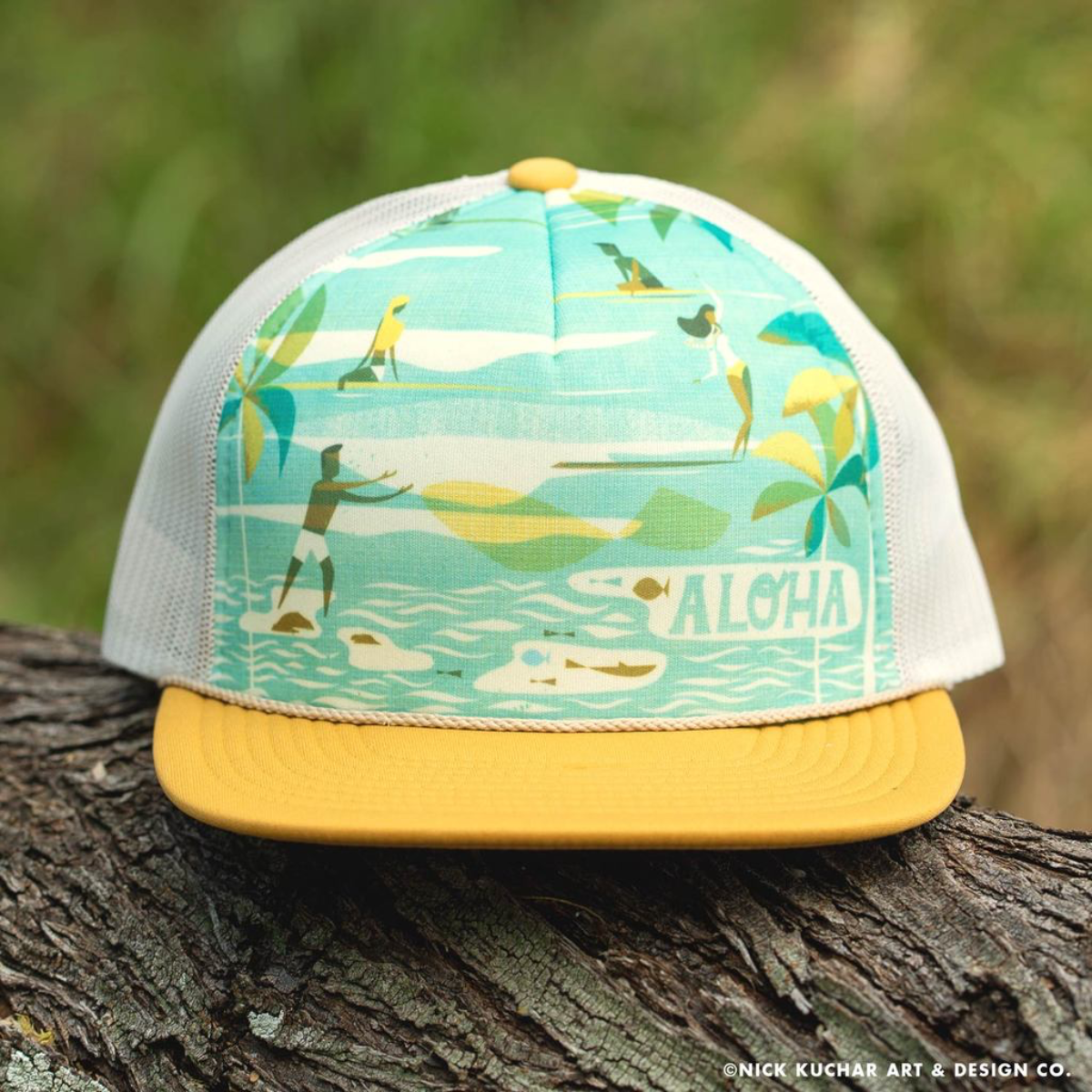 Nick Kuchar FOAM TRUCKER HAT - HOLOHOLO - SUNSET YELLOW