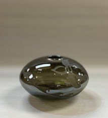 Heather Mettler FLAT GREY VASE WITH ETCHED HONU