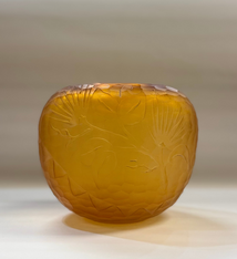 Heather Mettler MEDIUM AMBER PEBBLE VASE WITH ETCHED OHIA