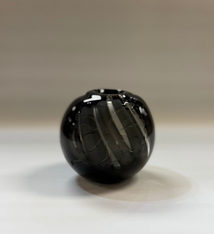 Heather Mettler SMALL ROUND BLACK BUD VASE WITH ETCHED HIBISCUS