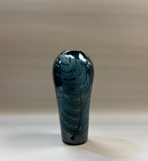 Heather Mettler Tall Blue Iridised Vase with Fern by Heather Mettler