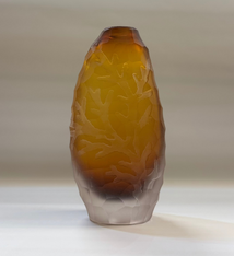 Heather Mettler Tall Amber Pebble Vase with Coral by Heather Mettler