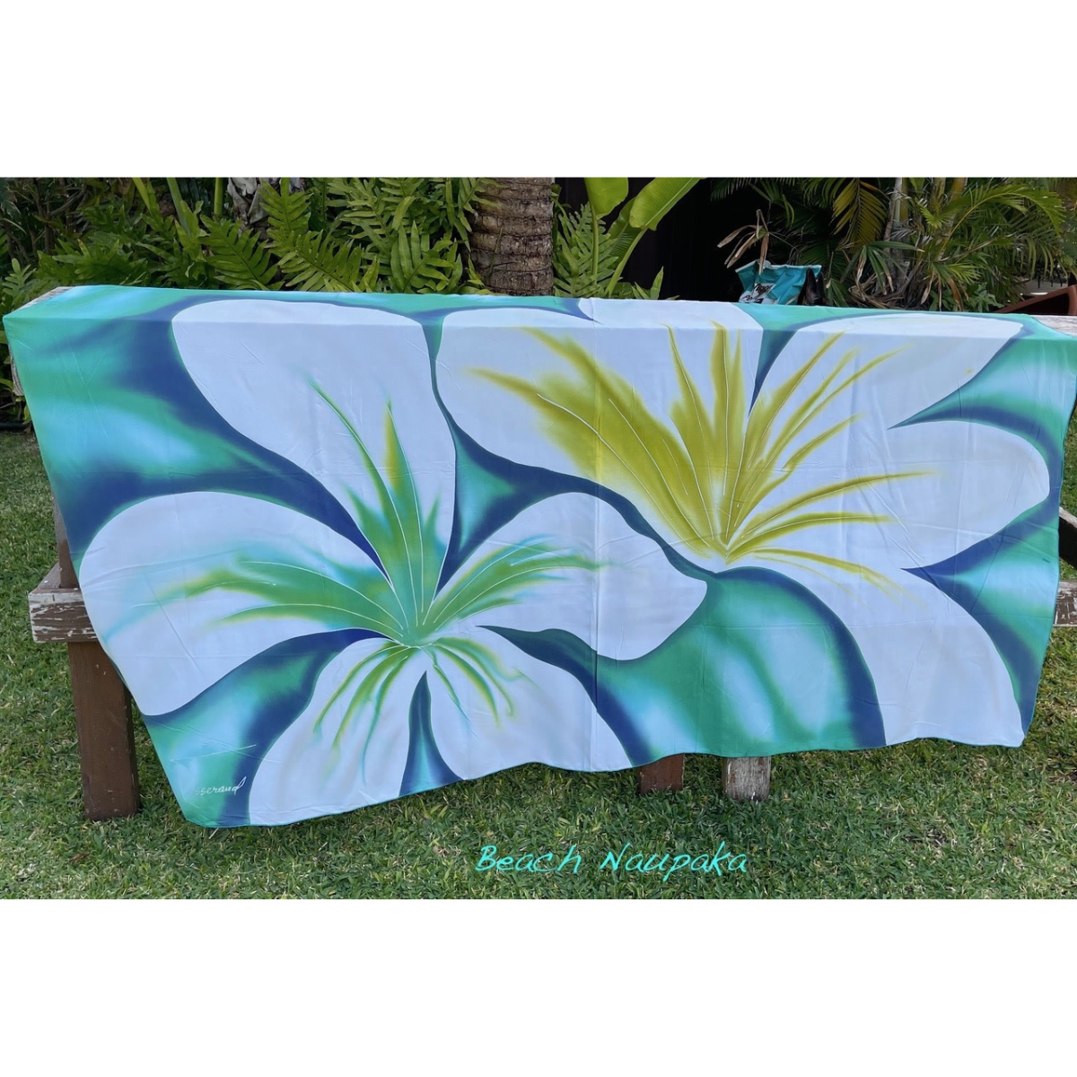 Angela Tisseraud BEACH NAUPAKA: HAND PAINTED PAREO
