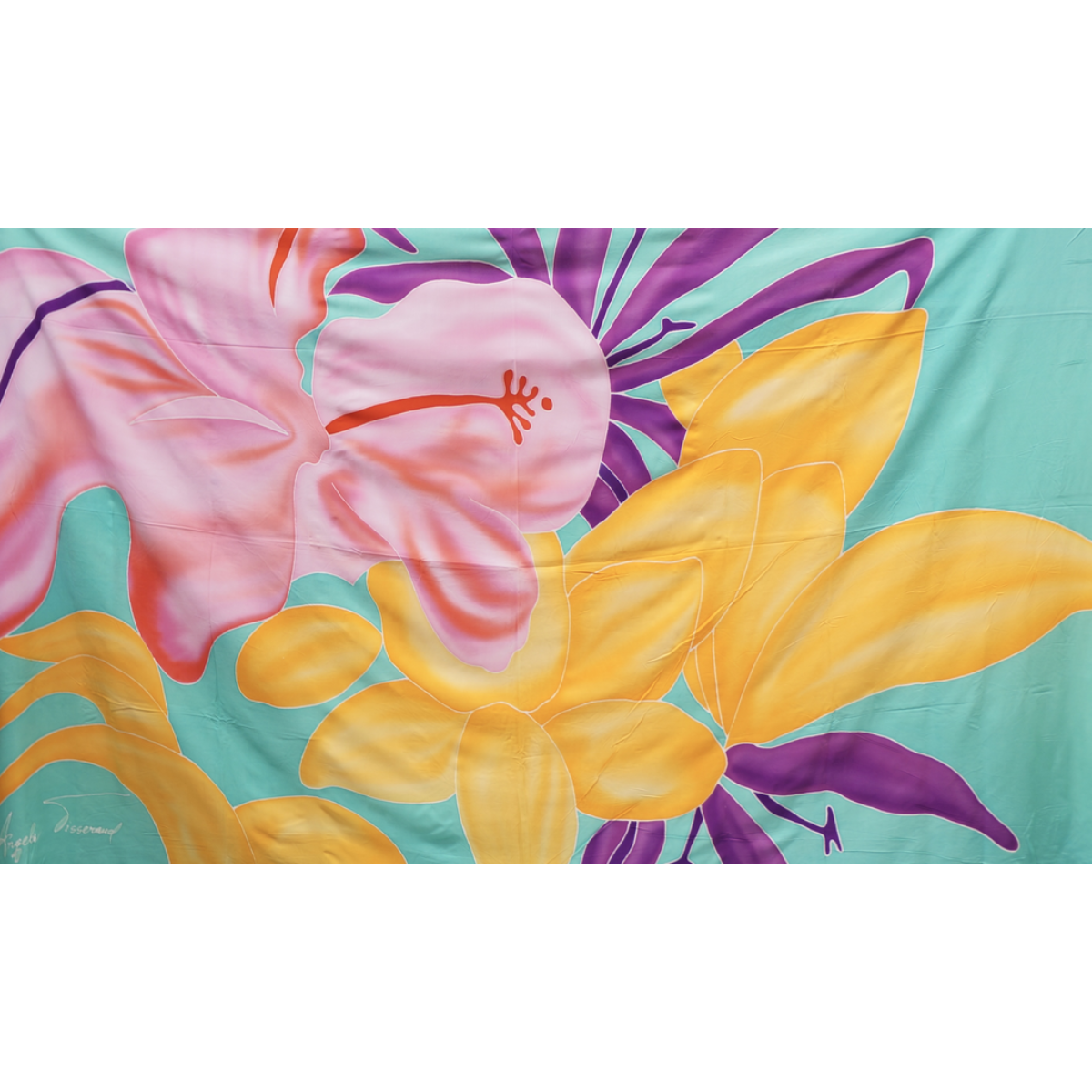 Angela Tisseraud Happy Hawaii Handpainted Pareo by Angela Tisseraud