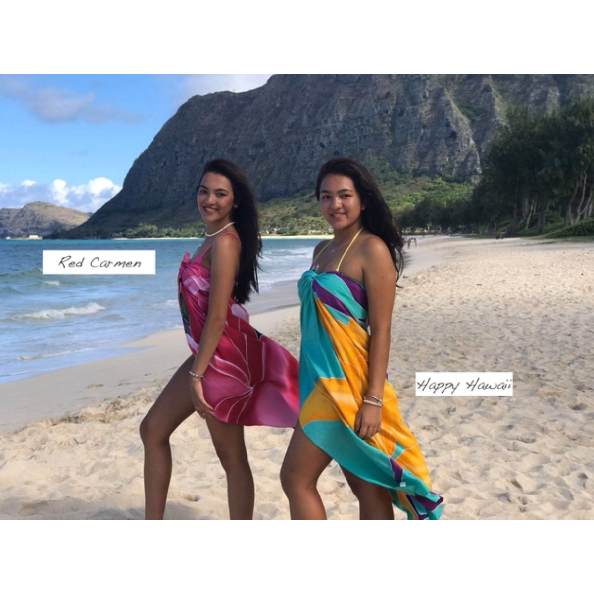 Angela Tisseraud Happy Hawaii Handpainted Pareo by Angela Tisseraud