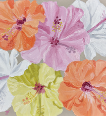 Teresa Field Hibiscus Aloha Study – Original Oil on Wood Panel by Terry Field (8×8)