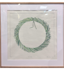 Paiko Ridge Studio Fern Lei Poʻo – Drypoint Etching Artist Proof by Shelly Choy (20.75×20.75 Framed)