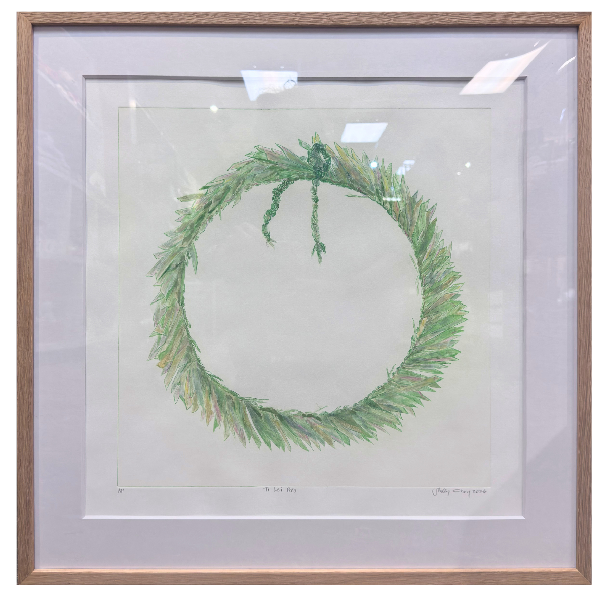 Paiko Ridge Studio Ti Lei Poʻo – Drypoint Etching Artist Proof by Shelly Choy (20.75×20.75 Framed)