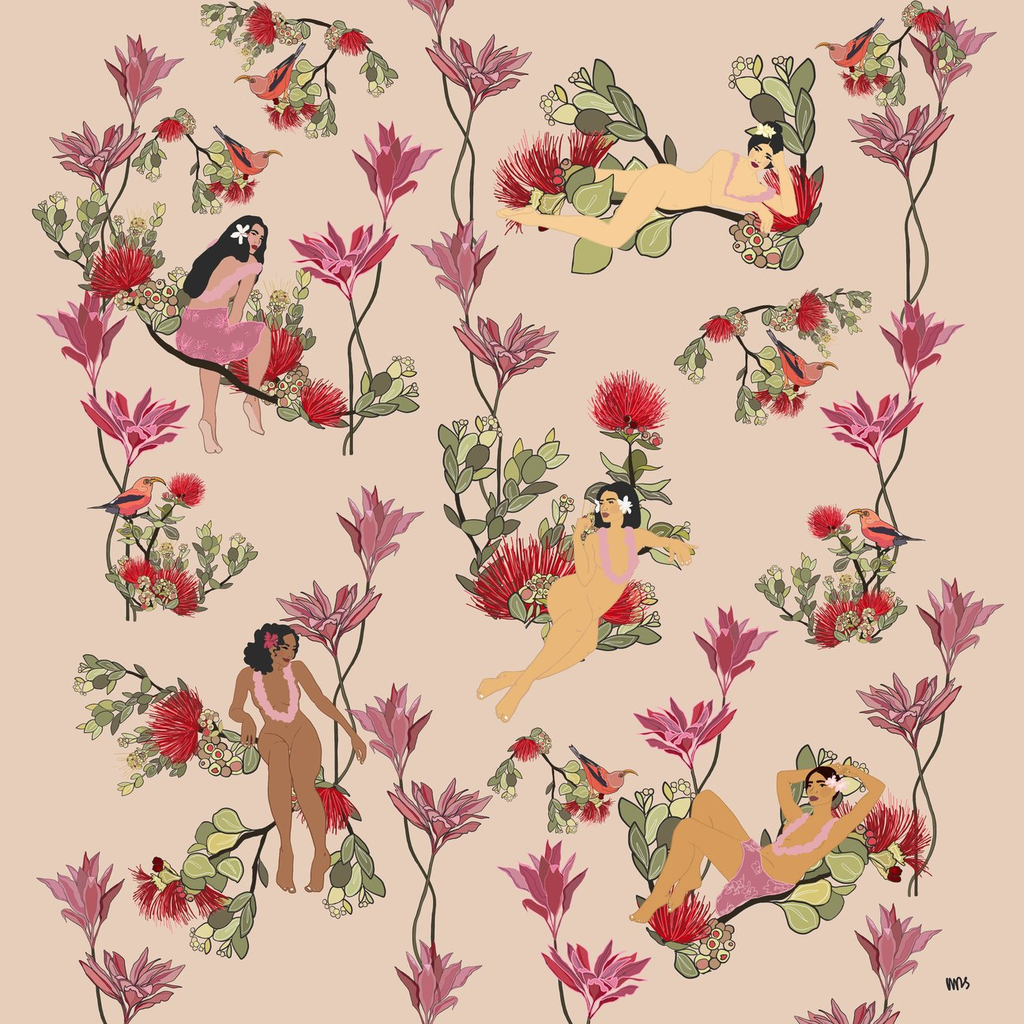 Margie Rice Lounging Amongst the ʻŌhiʻa 12×12 Matted Print by Margie Rice