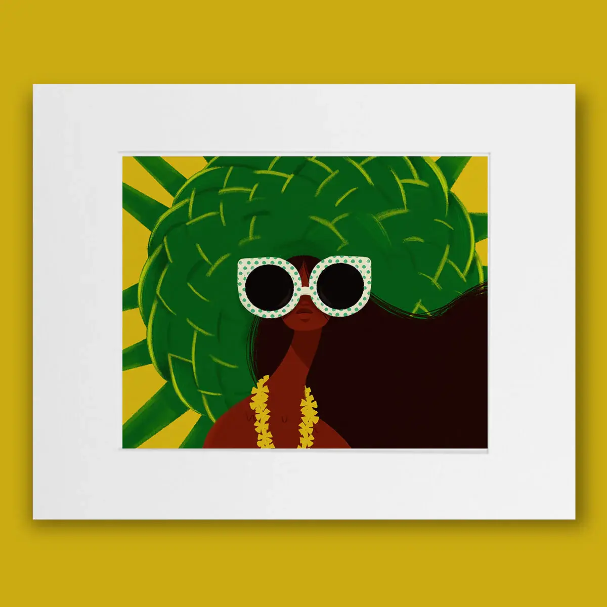 Punky Aloha Madonna Launiu Matted Art Print by Punky Aloha