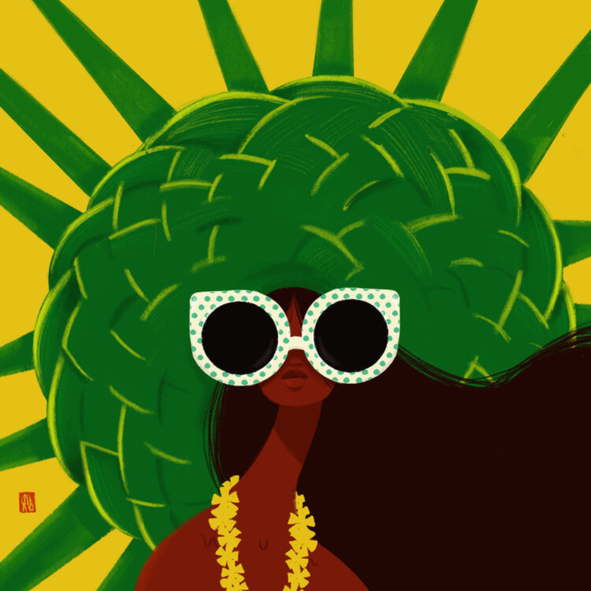 Punky Aloha Madonna Launiu Matted Art Print by Punky Aloha