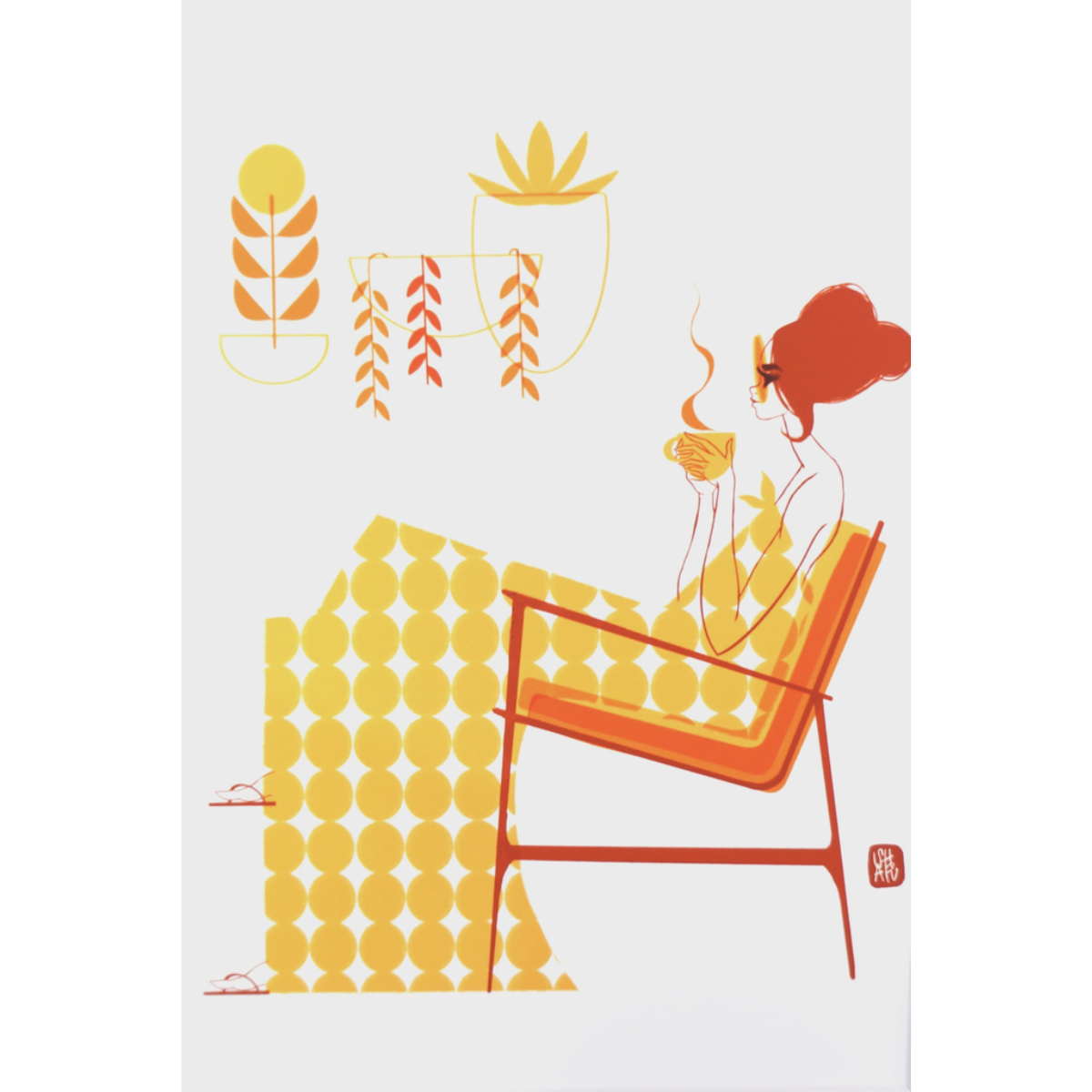 Punky Aloha Cafe Con Wahine  Matted Art Print by Punky Aloha