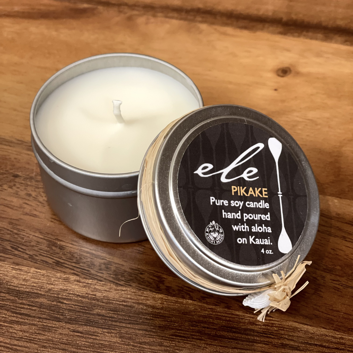 Ele Kauai SOY CANDLE 4OZ TIN: PIKAKE