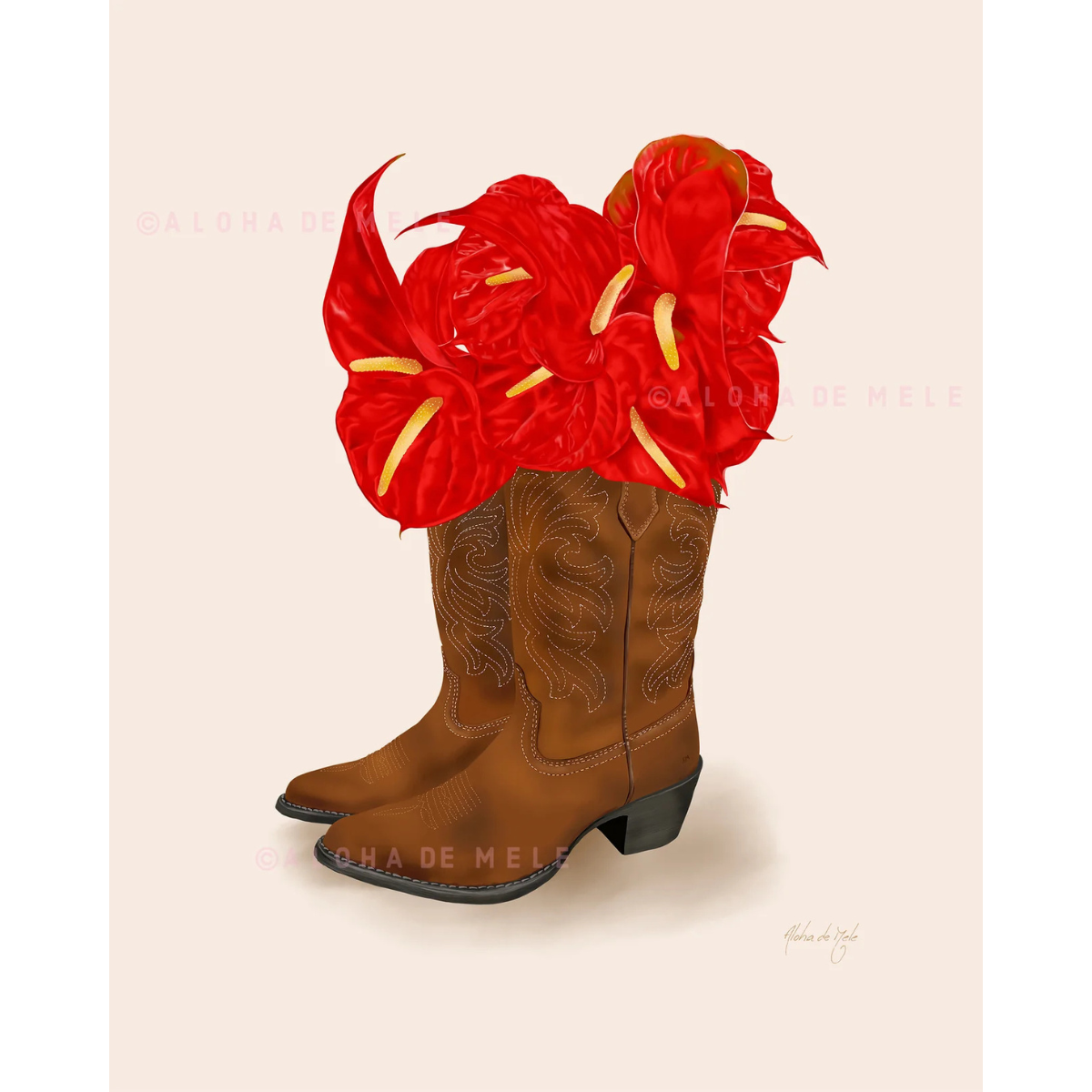 Aloha de Mele Country Anthuriums 8x10 Matted Print by Aloha de Mele