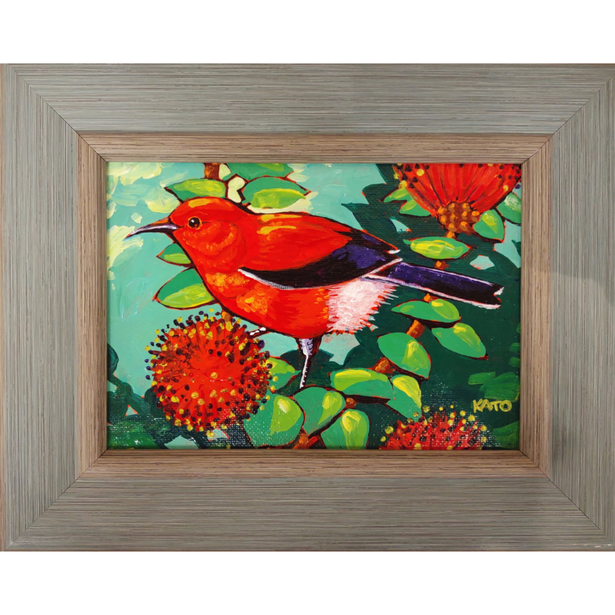 Gary Kato ʻApapane – Original Acrylic Painting by Gary Kato (5×7)