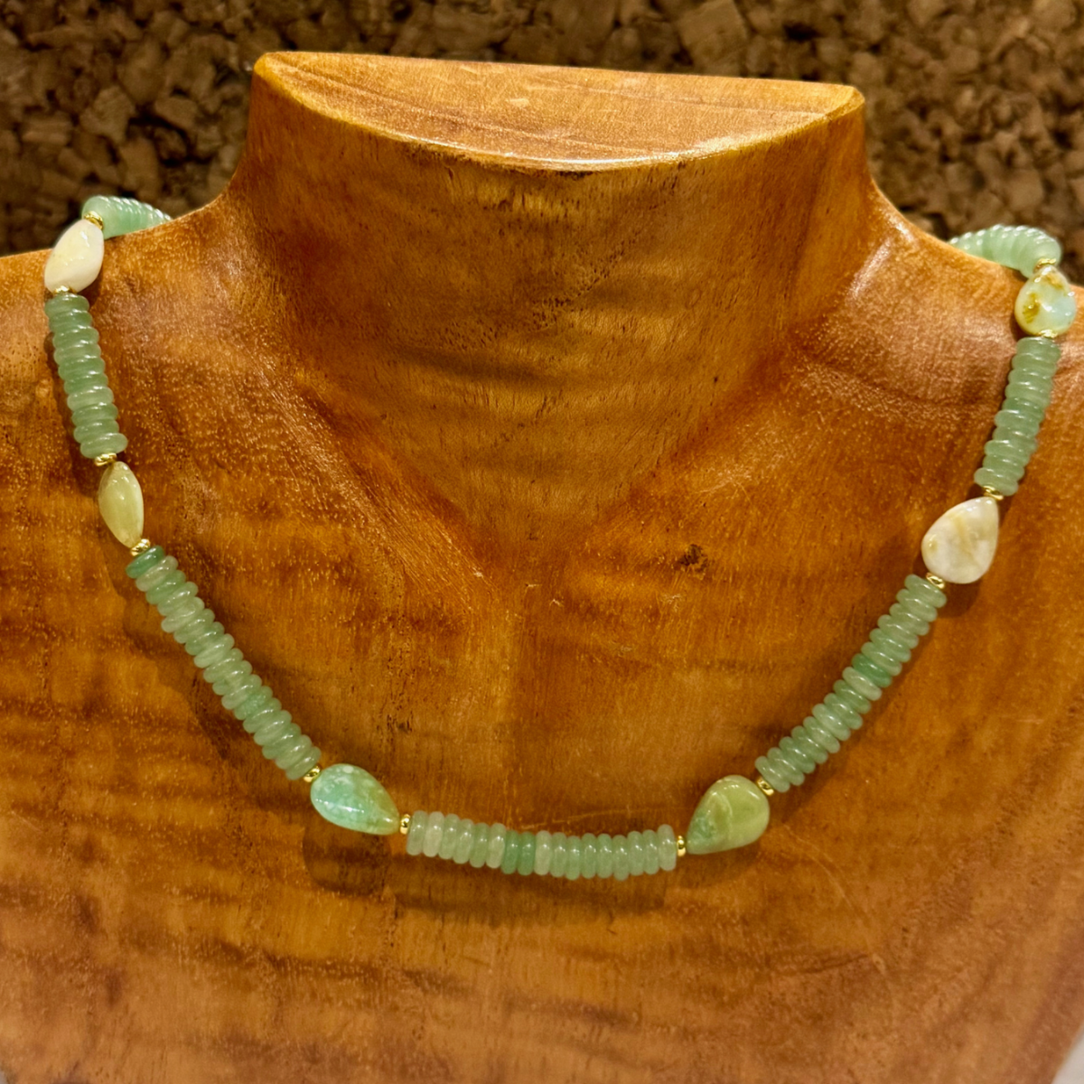 Magnolia Designs Aventurine & Green Peruvian Opal Necklace – 17” Handmade in Hawai‘i