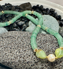 Magnolia Designs Aventurine, Green Peruvian Opal & Pearl Necklace – Handmade in Hawai‘i