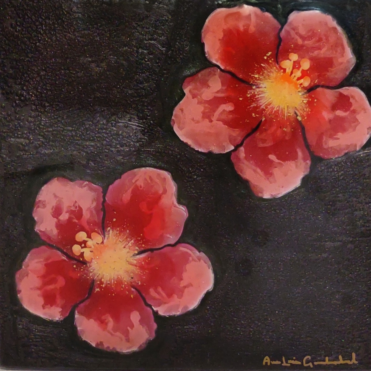 Ana Lucia Gardeazabal Hope at Punaluu Beach Resin Painting by Ana Lucia Gardeazabal