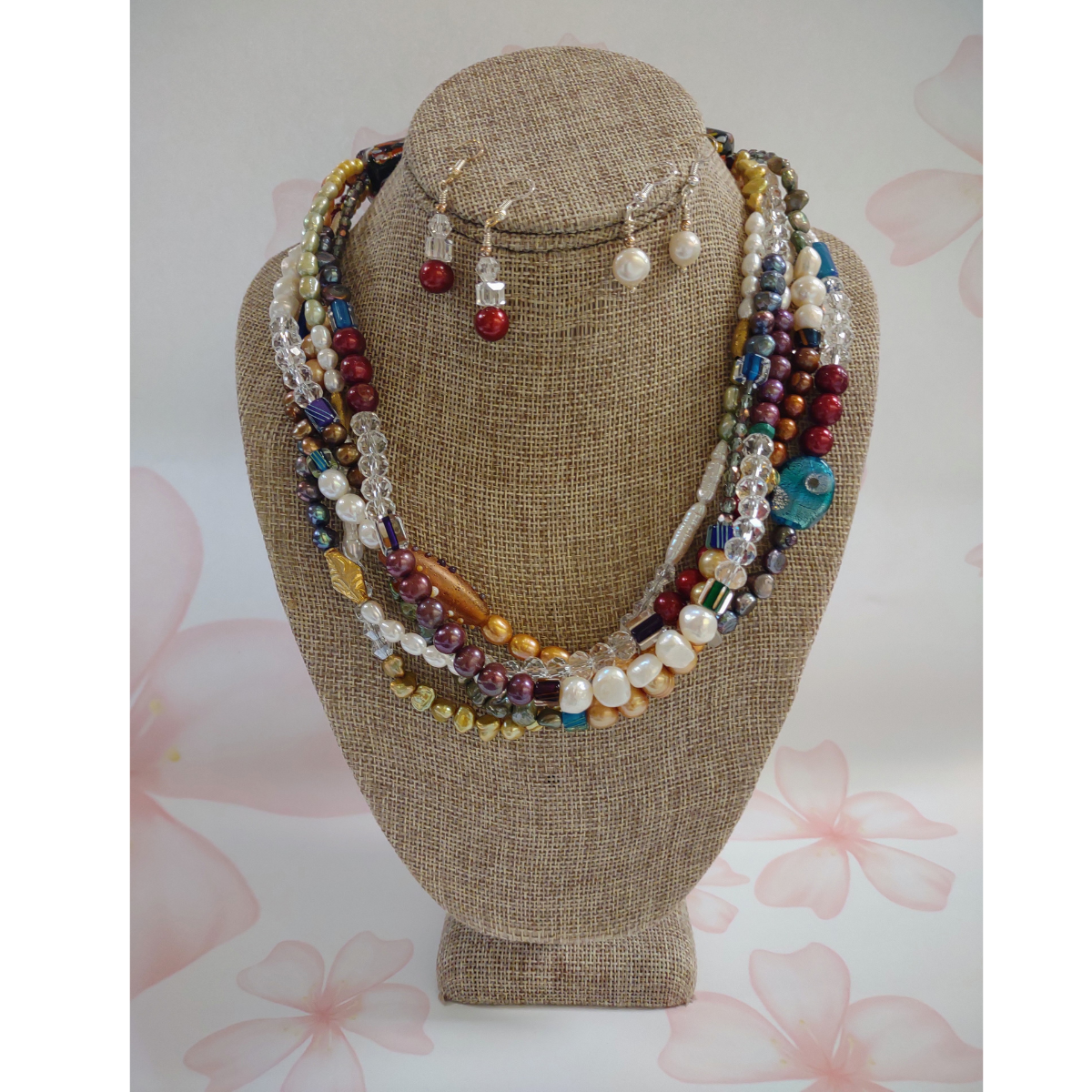 Beverly Creamer MDBC-FIVE STRAND NECKLACE WITH 2 PAIRS OF EARRINGS
