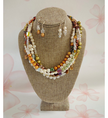 Beverly Creamer Bev Creamer Five Strand Pearl Murano Necklace Set One of a Kind