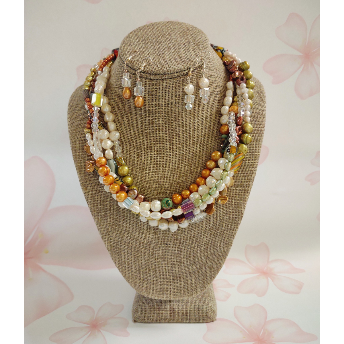 Beverly Creamer MDBC1-FIVE STRAND NECKLACE WITH 2 PAIRS OF EARRINGS