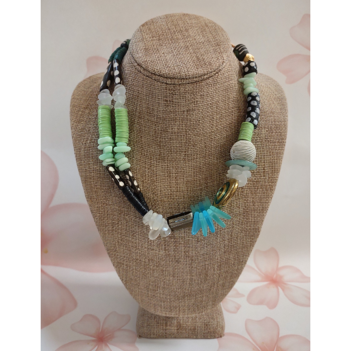 Beverly Creamer BBJ3-NECKLACE-GREENS PLUS DOUBLE STRAND